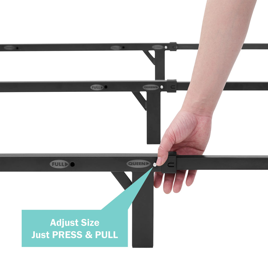 Adjustable Metal Bed Frame, Black, Twin - Queen L48830