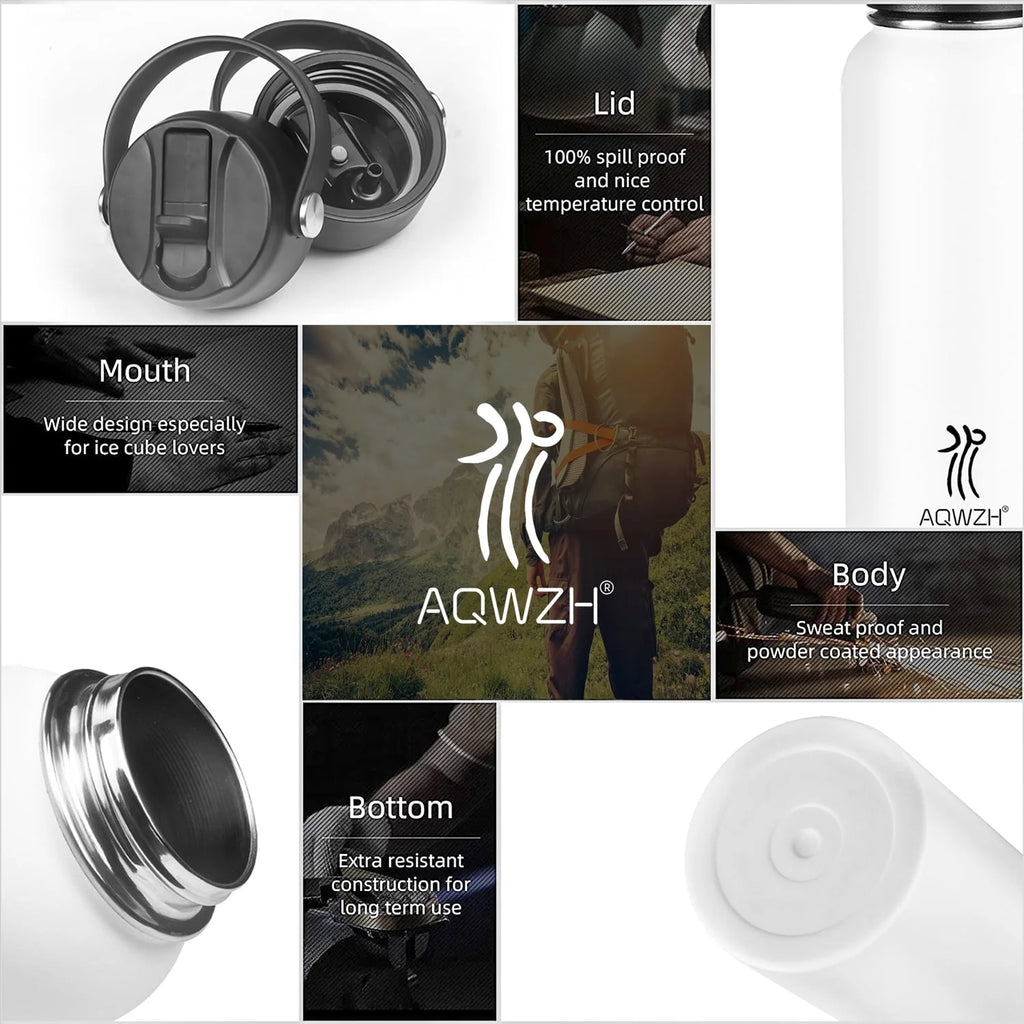 Black 40 oz Insulated Stainless Steel Water Bottle with Straw G29176