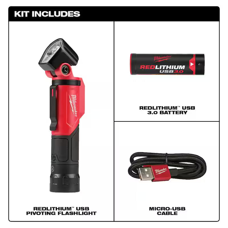 500 Lumens LED Pivoting USB Flashlight K358