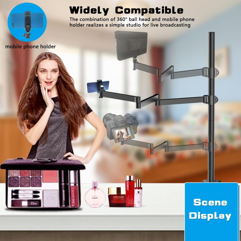 Overhead Camera Mount Rig Stand with Flexible Arm and 360° Ball Head J2972