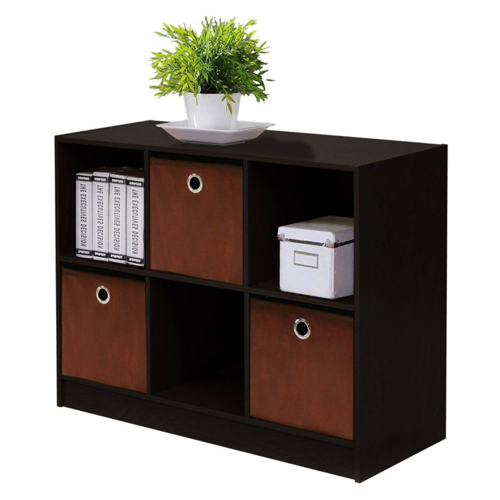 Espresso Brown Bookcase Storage with Bins M704433