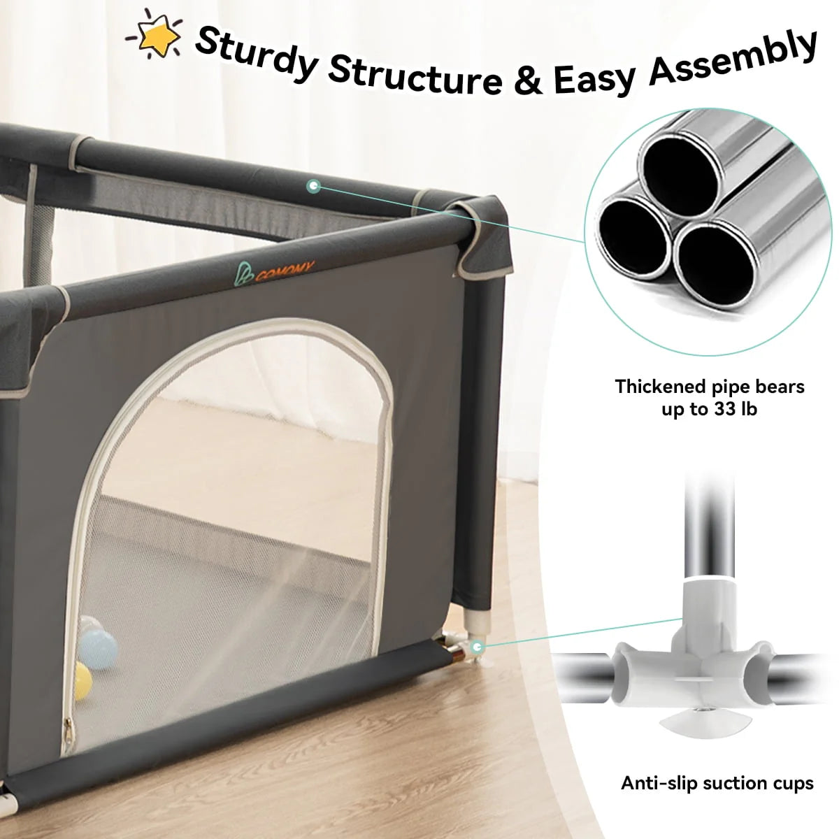 63x63'' Gray Baby Playpen Z78284