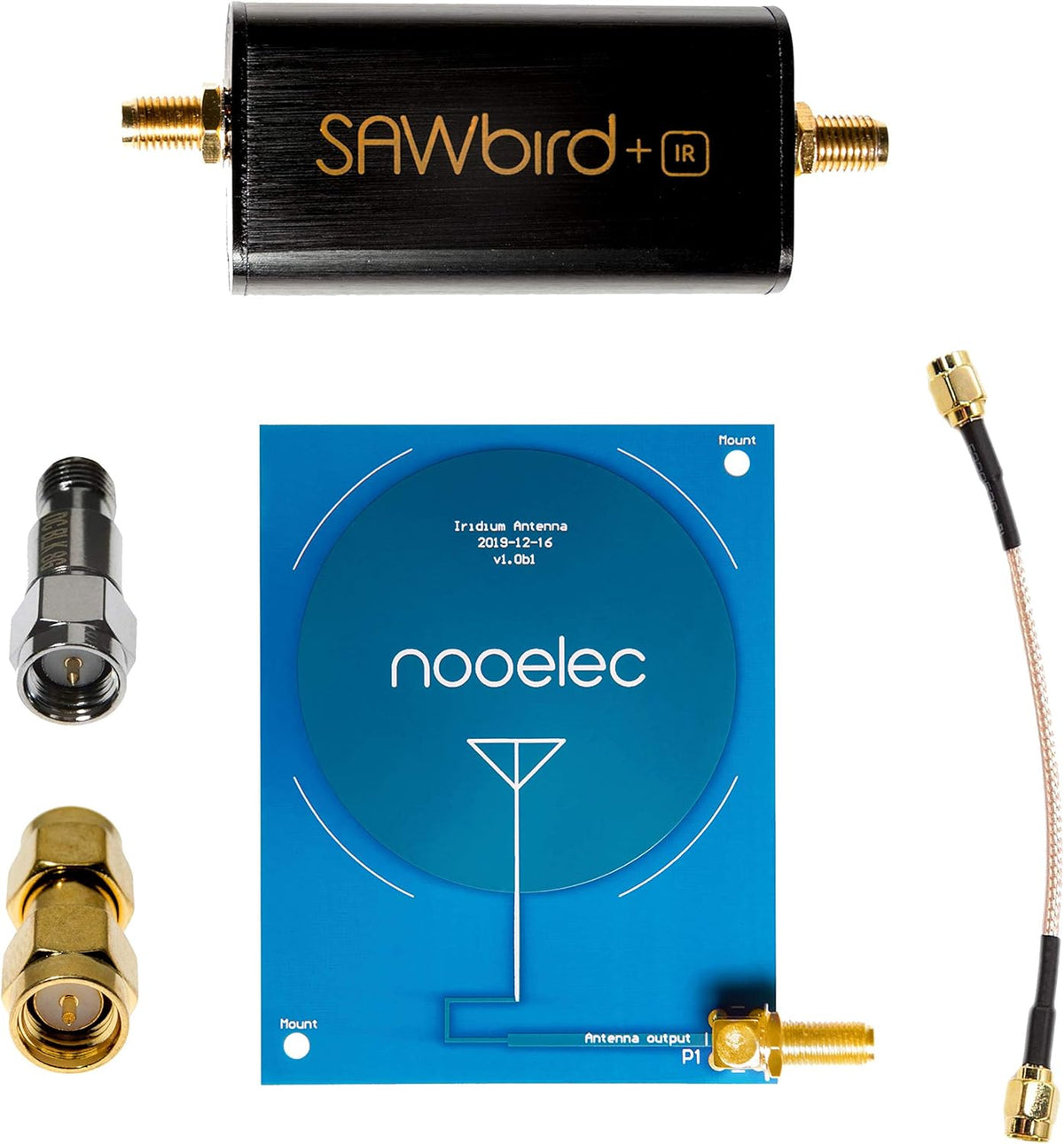 Active Iridium Reception Bundle with LNA & Filter Module, 1620MHz Patch Antenna, SMA DC Block, Cables & Adapters E545