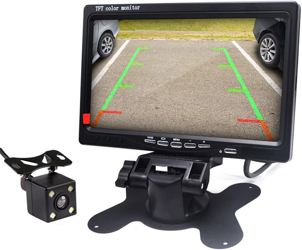 LED Backup Camera and Monitor, Waterproof High Definition 170 Degree Viewing Angle, Universal Mount + 7 Monitor Q489