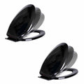 2 No Slam Easy Close Black Plastic Elongated Toilet Seat Q99954