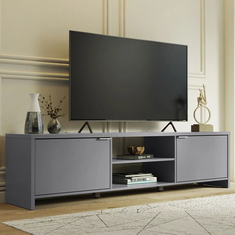 Black TV Stand with Storage and Wire Management L83368