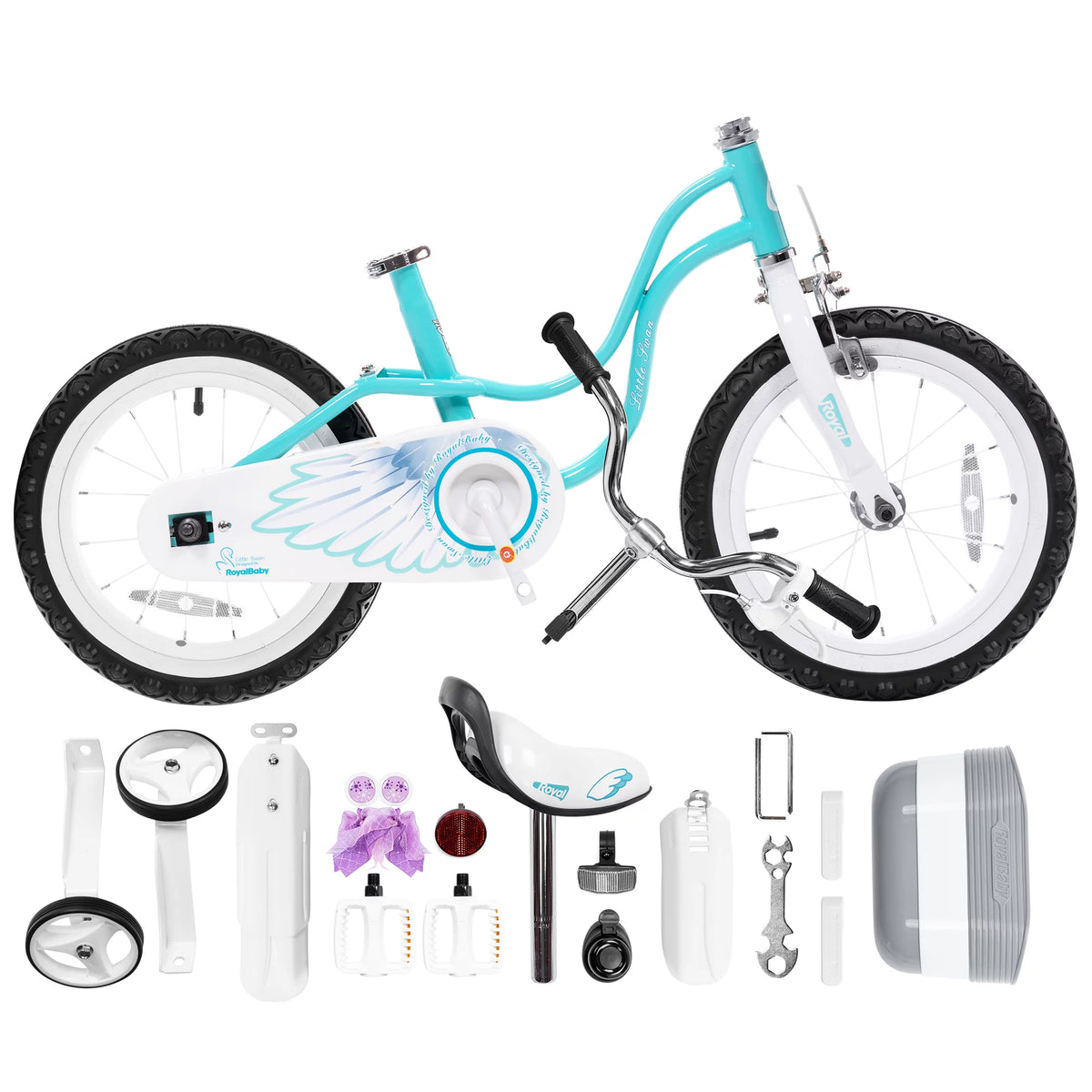 Light Pink 16 Girl's Bicycle with Training Wheels and Basket Q4016