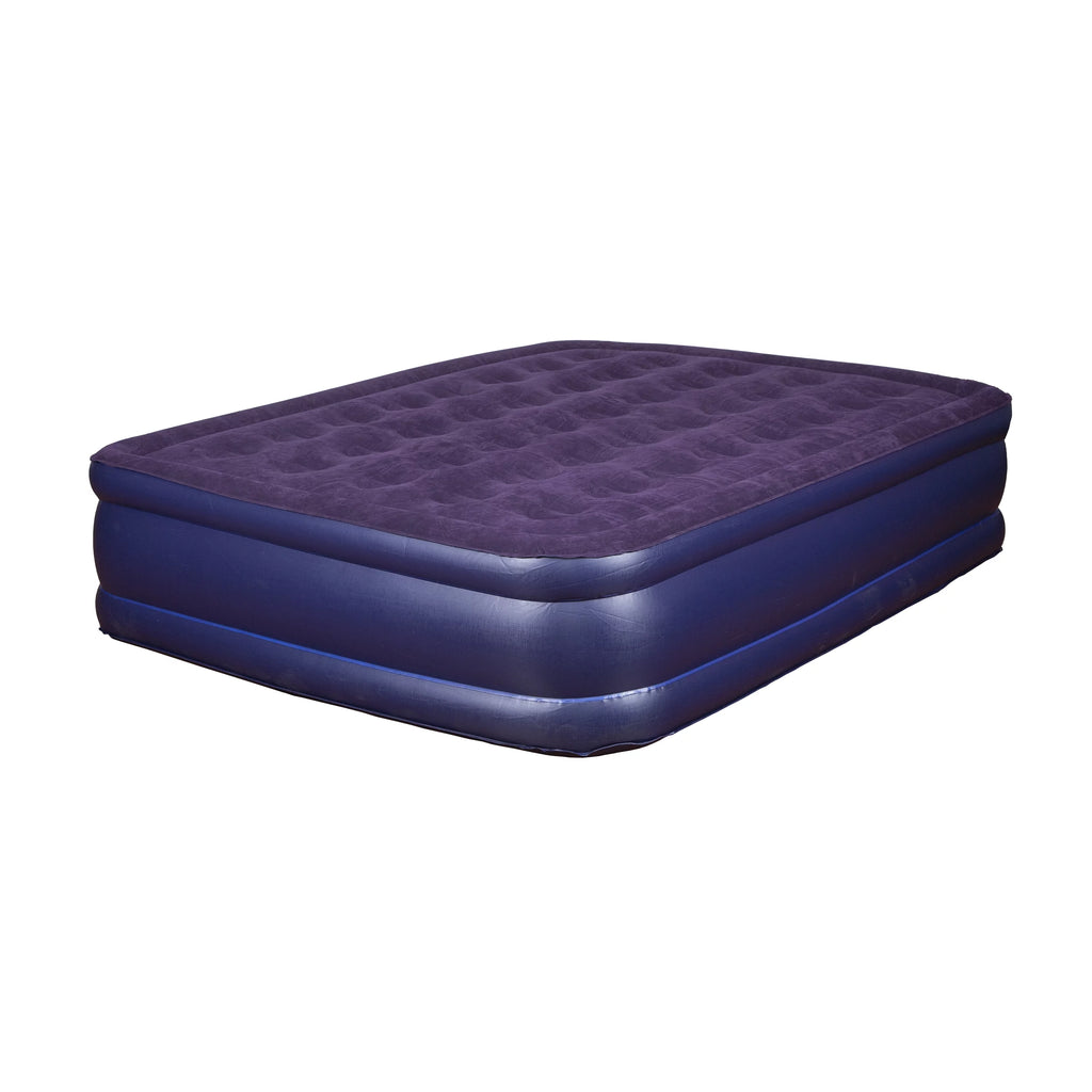 Queen Double High Inflatable Air Bed Blue Camping Mattress M93869
