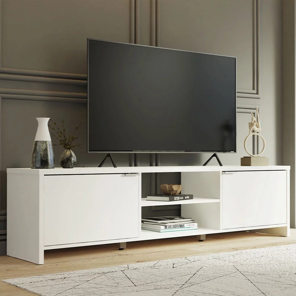 Black TV Stand with Storage and Wire Management L83368