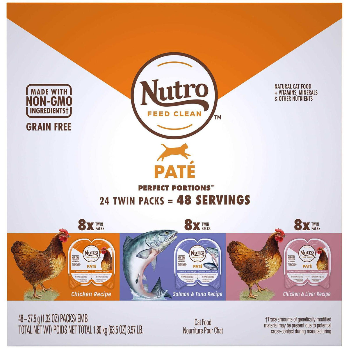Grain Free Chicken Salmon Tuna Liver Wet Cat Food Pate Variety Pack O692