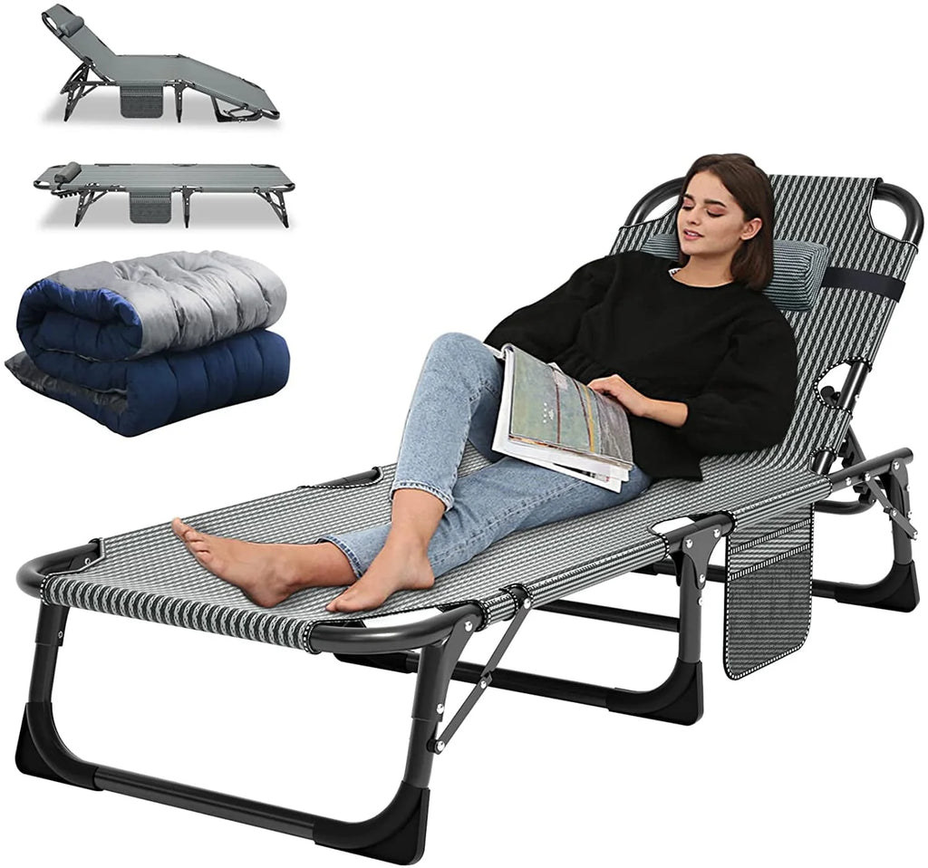 Portable Folding Camping Cot Bed with Mattress & Pillow F538