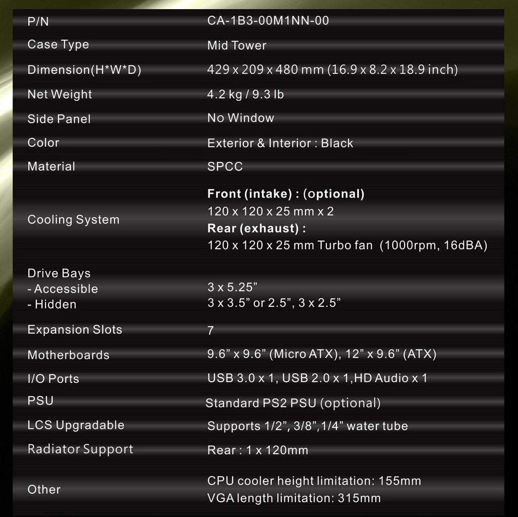 ATX Mid Tower Computer Chassis I913747