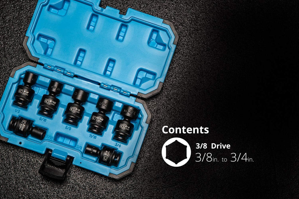 3/8 in Drive Universal Impact Socket Set, 8-19 mm Metric, 12-Piece K144