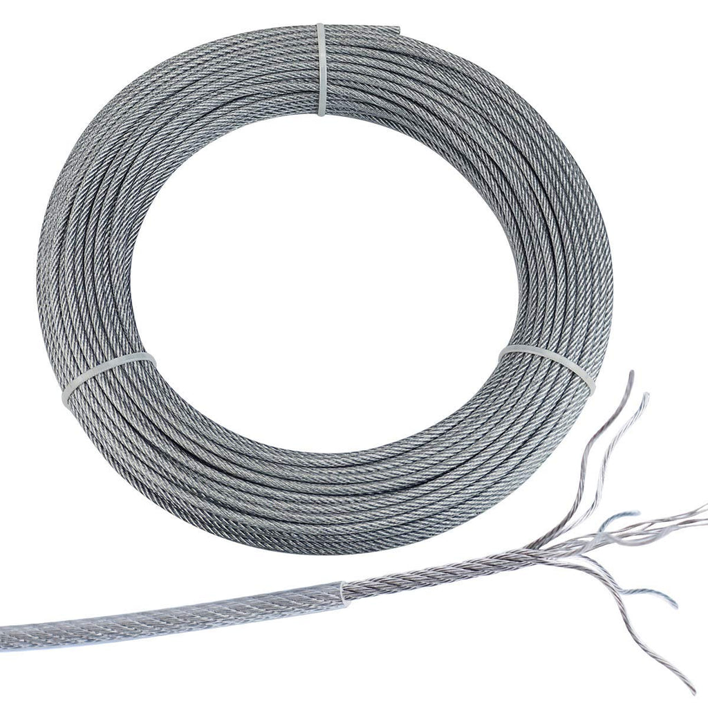 330ft 3/32'' Thru 1/8'' Vinyl Coated Wire Rope Galvanized Steel Cable 7x7 Strand O533239