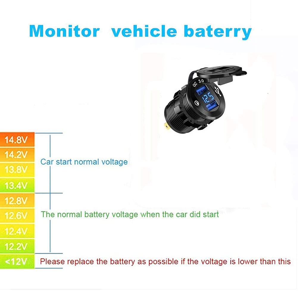 4 Gang Rocker Toggle Switch Panel USB Quick Charger Voltmeter Blue Led Pre-Wired Surface Mount Box K319124