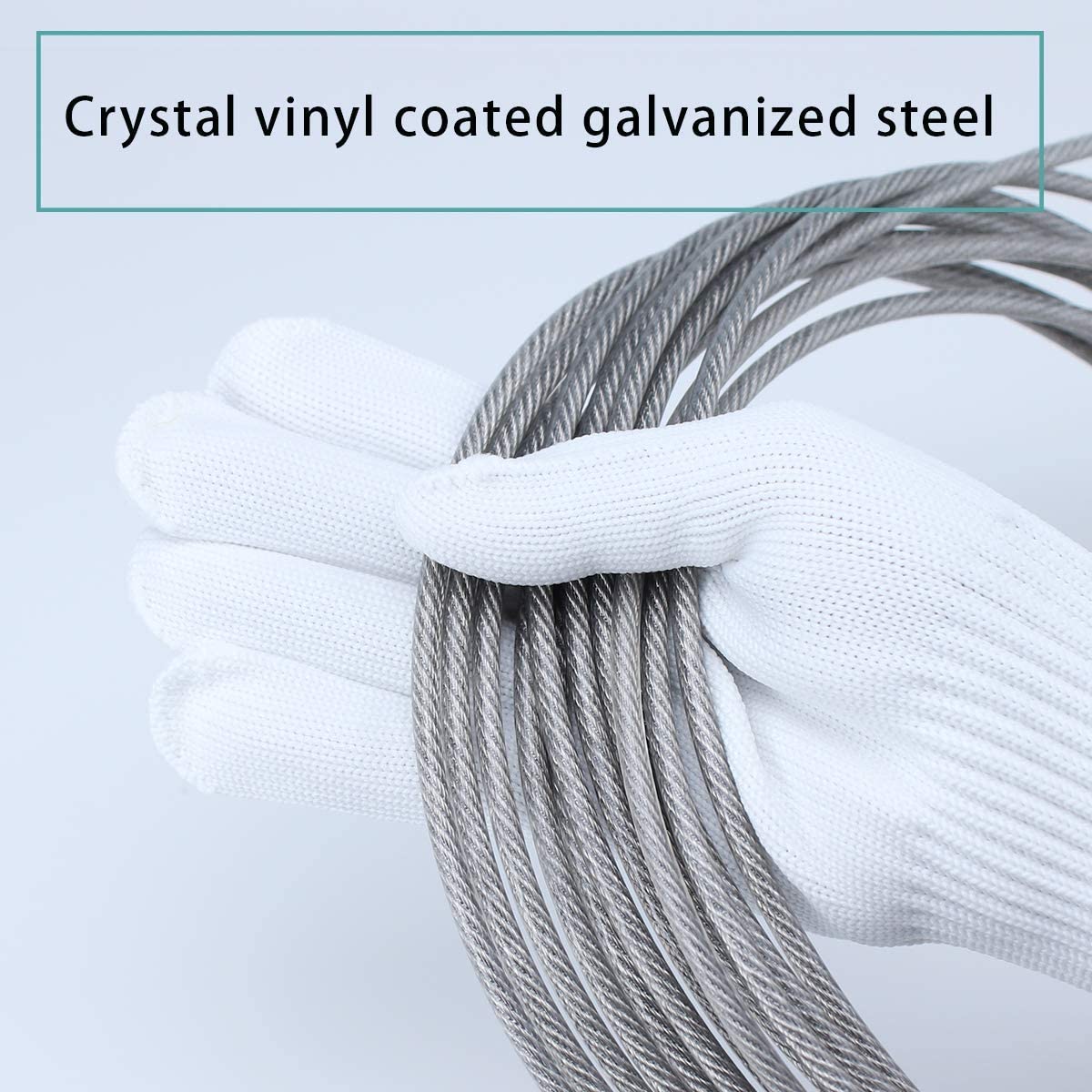330ft 3/32'' Thru 1/8'' Vinyl Coated Wire Rope Galvanized Steel Cable 7x7 Strand O533239