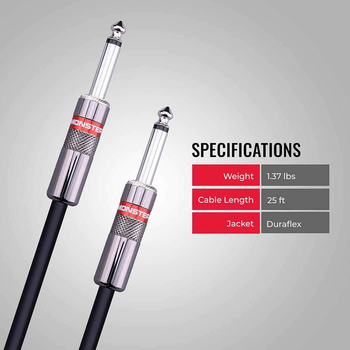 Speaker Cable 25 ft Straight 1/4 Plugs X8969