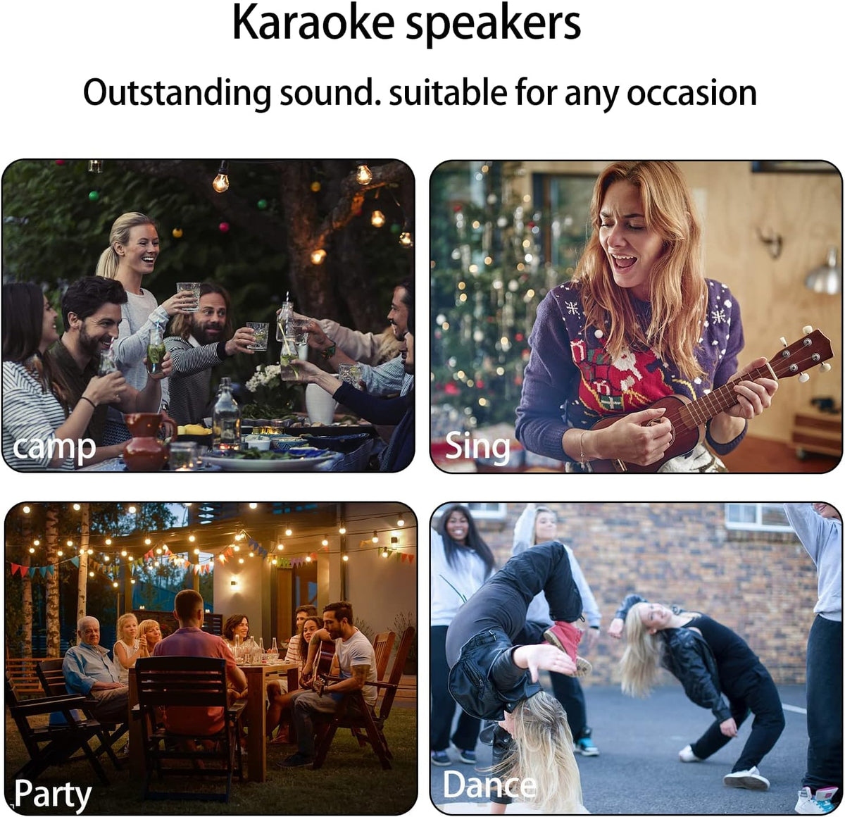 Wireless Karaoke Machine Bluetooth Speaker with 2 Wireless Microphones H909176