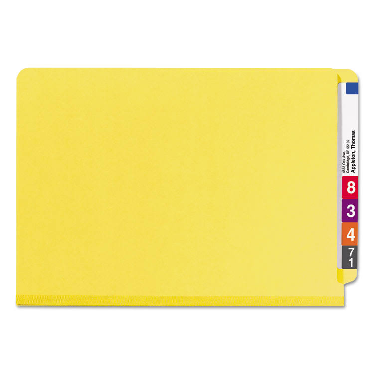 End Tab Classification Folders, Legal Size, 2 Dividers, Yellow, 10/Box R2572