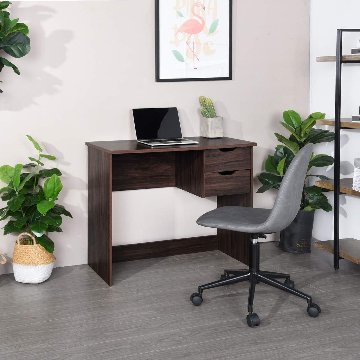 Computer Desk with Drawer 35.4 in Wood Workstation T37938