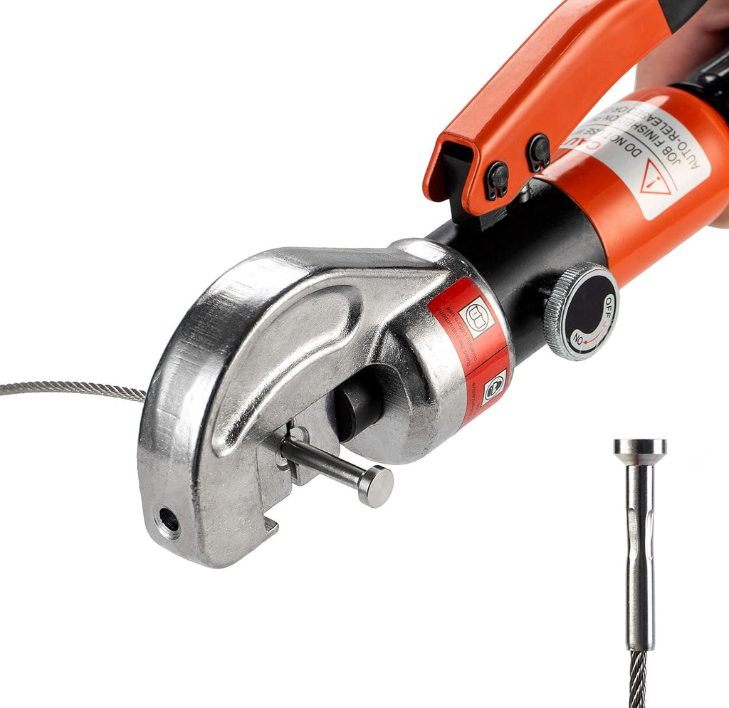10 Ton Hydraulic Cable Crimper Hand Tool with 8 Pairs Dies and Cable Cutter I5967