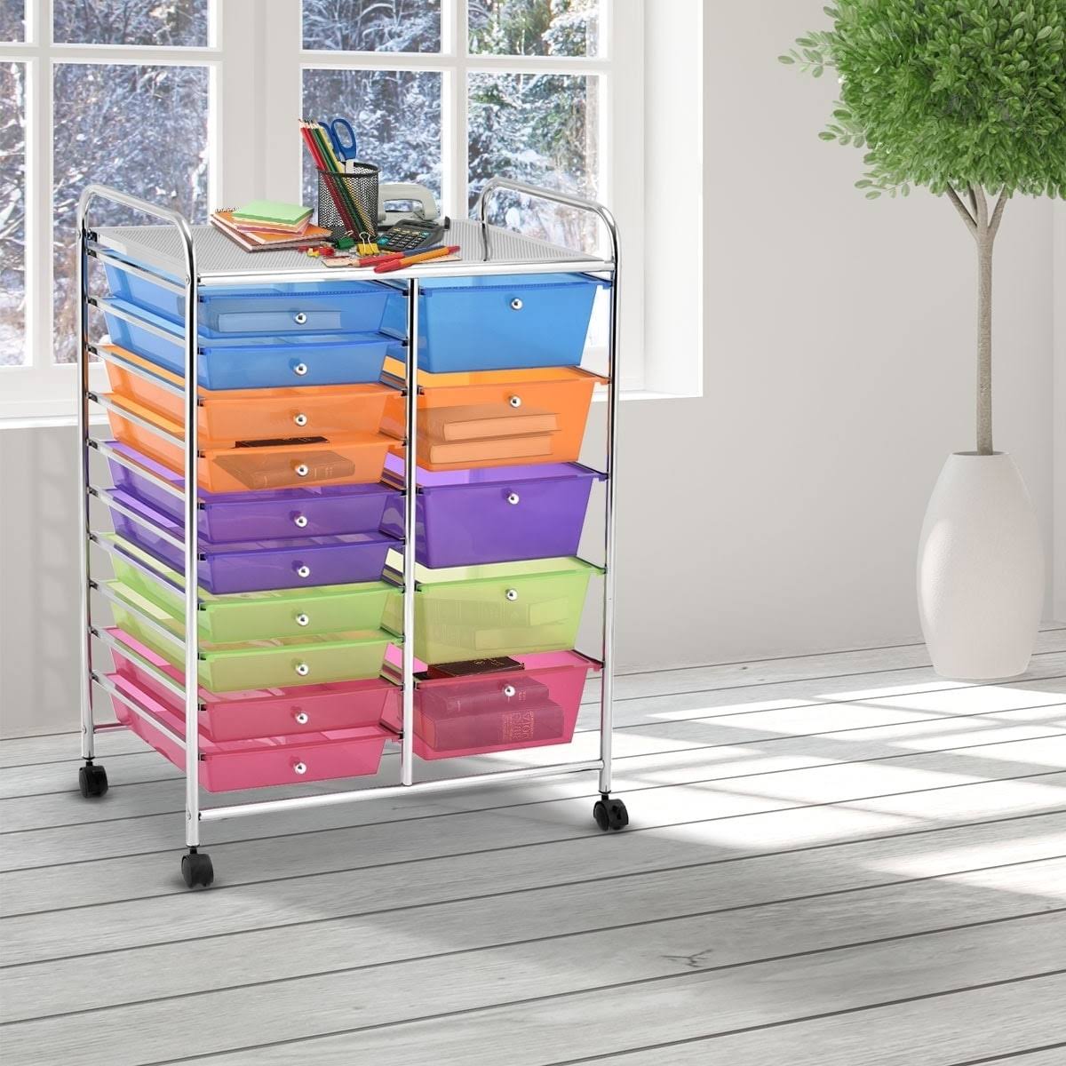 15 Drawer Rolling Cart with Wheels F63026