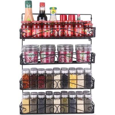 Black 4 Pack Wall Mount Spice Rack H179