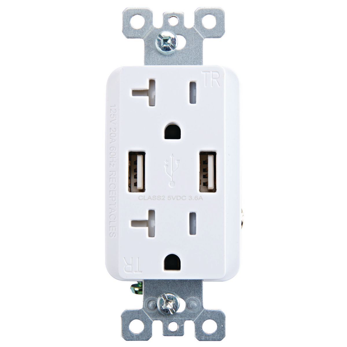 20 Amp 125v 2 USB Rapid Charging Outlet L36101