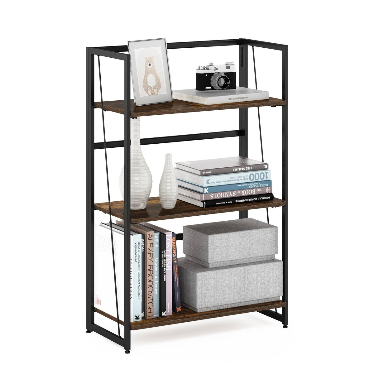 3-Tier Metal Frame Bookcase E39156