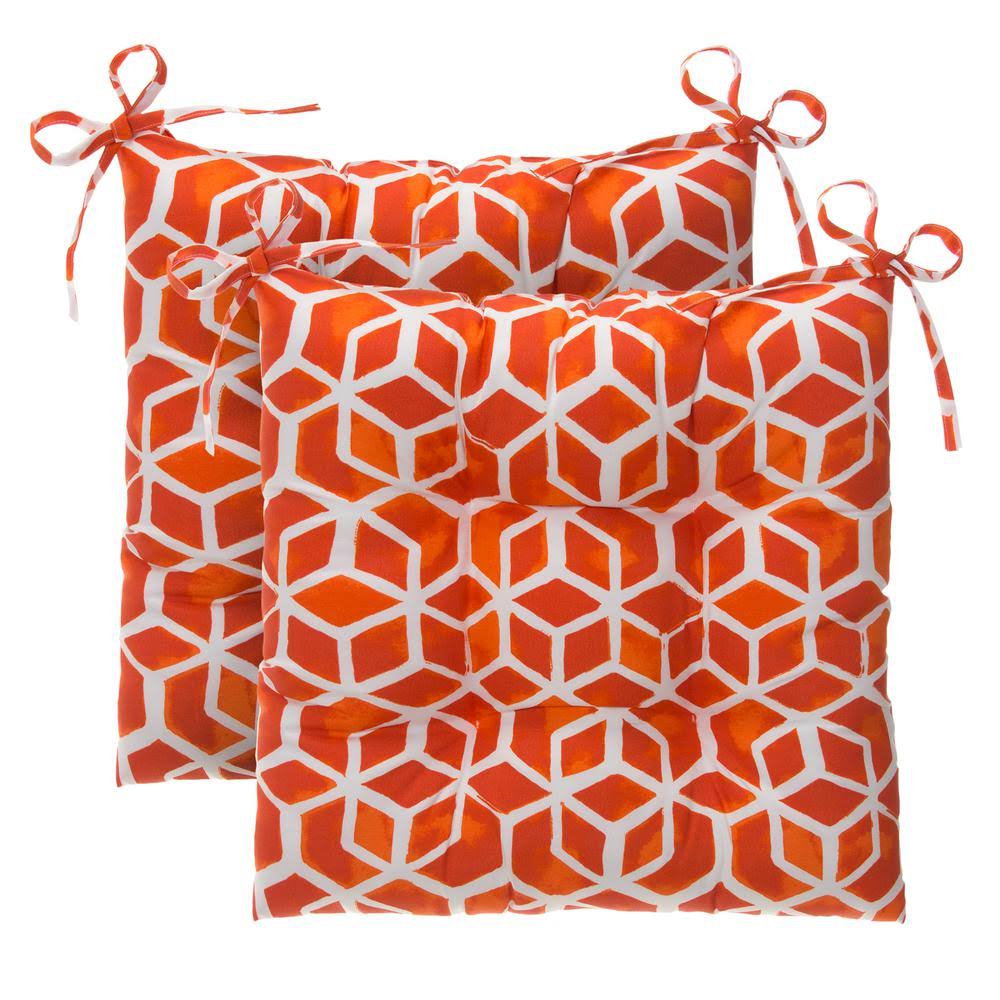Orange Rectangle Outdoor Tufted Seat Cushion 2-Pack H5126