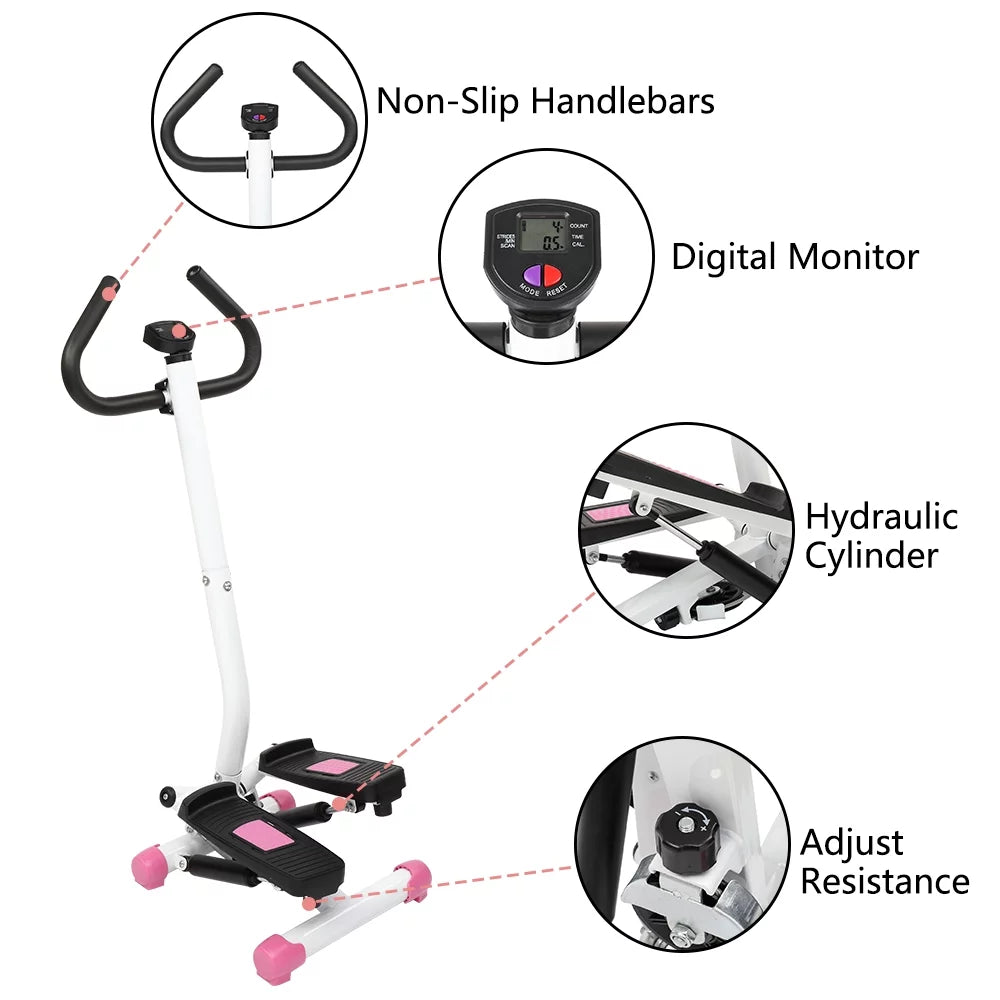 Mini Aerobic Stepper with Handle, Pink D694