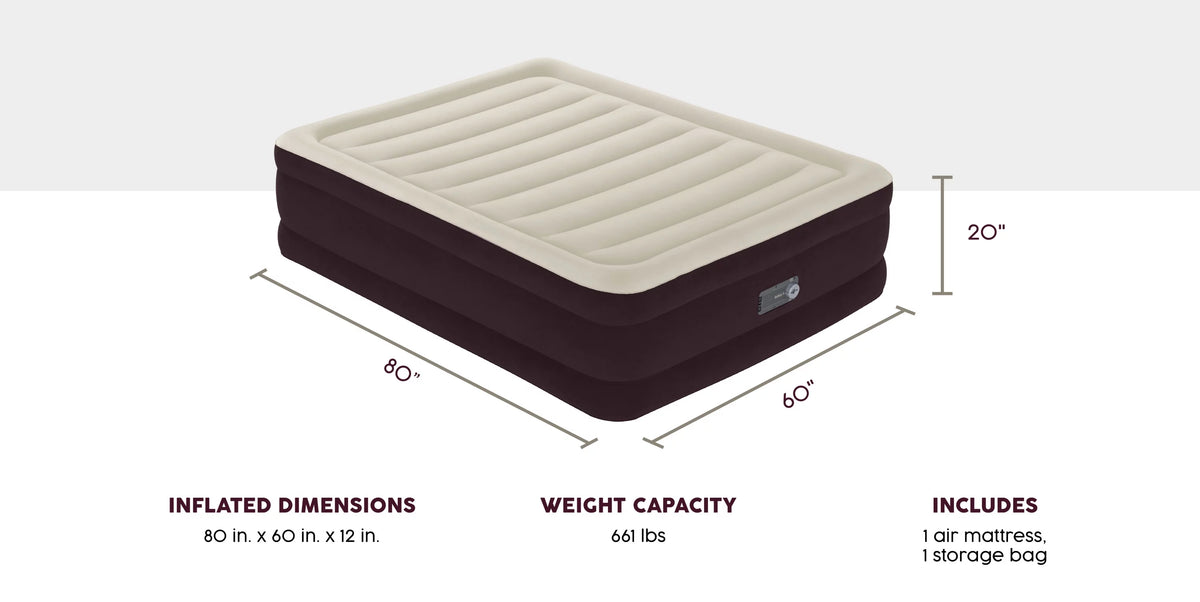Maroon Queen Air Mattress with Built-in Pump L937