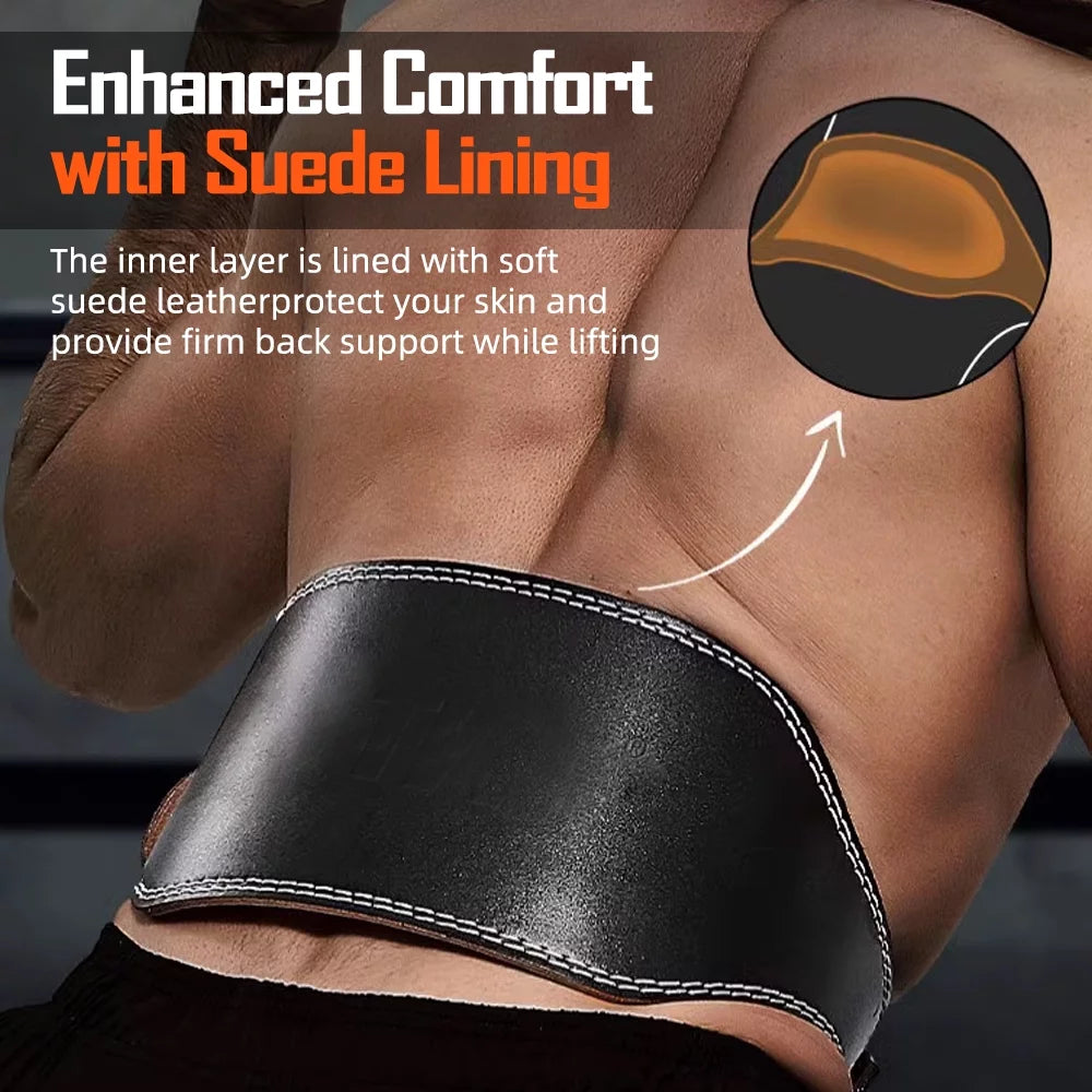 Adjustable 6” Padded Genuine Leather Weight Lifting Belt F6415