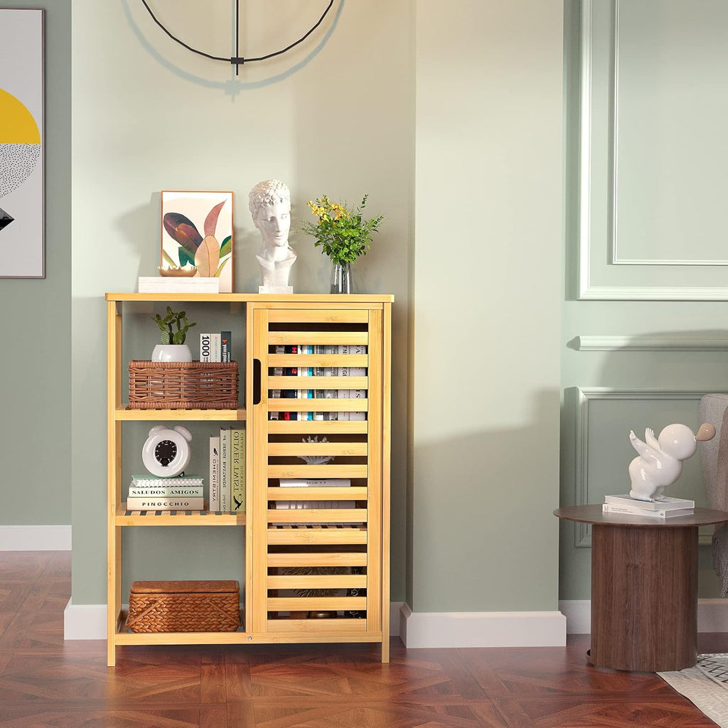 Bamboo Storage Cabinet with Shutter Door & Shelves V945