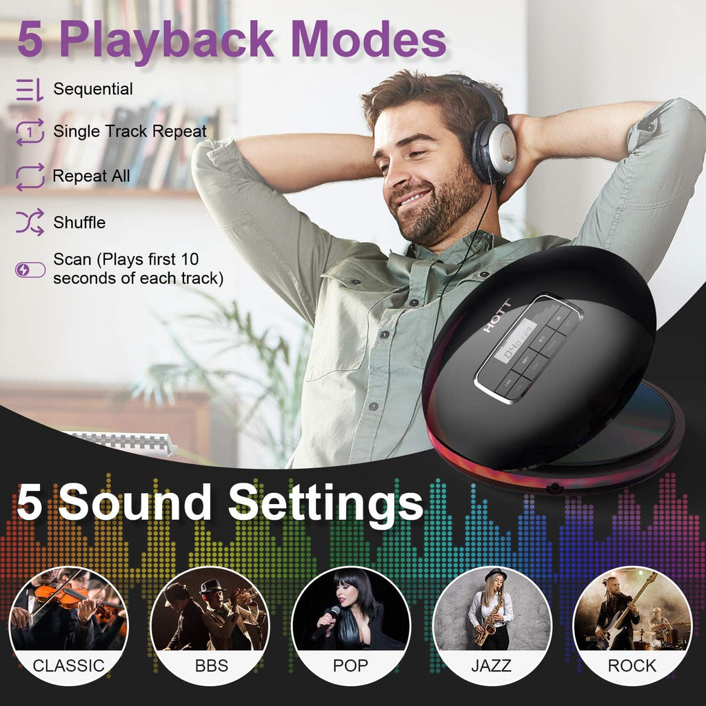 Portable CD Player with LCD Display Anti-Skip Black P75343
