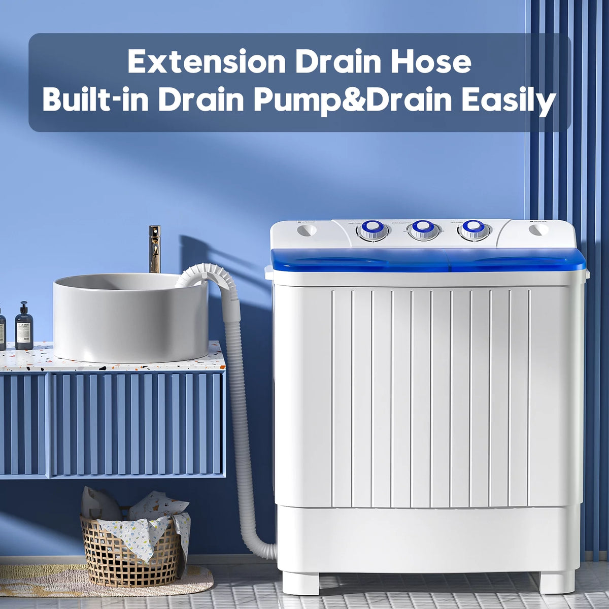Portable 20lbs Twin Tub Semi-Automatic Washing Machine A557222