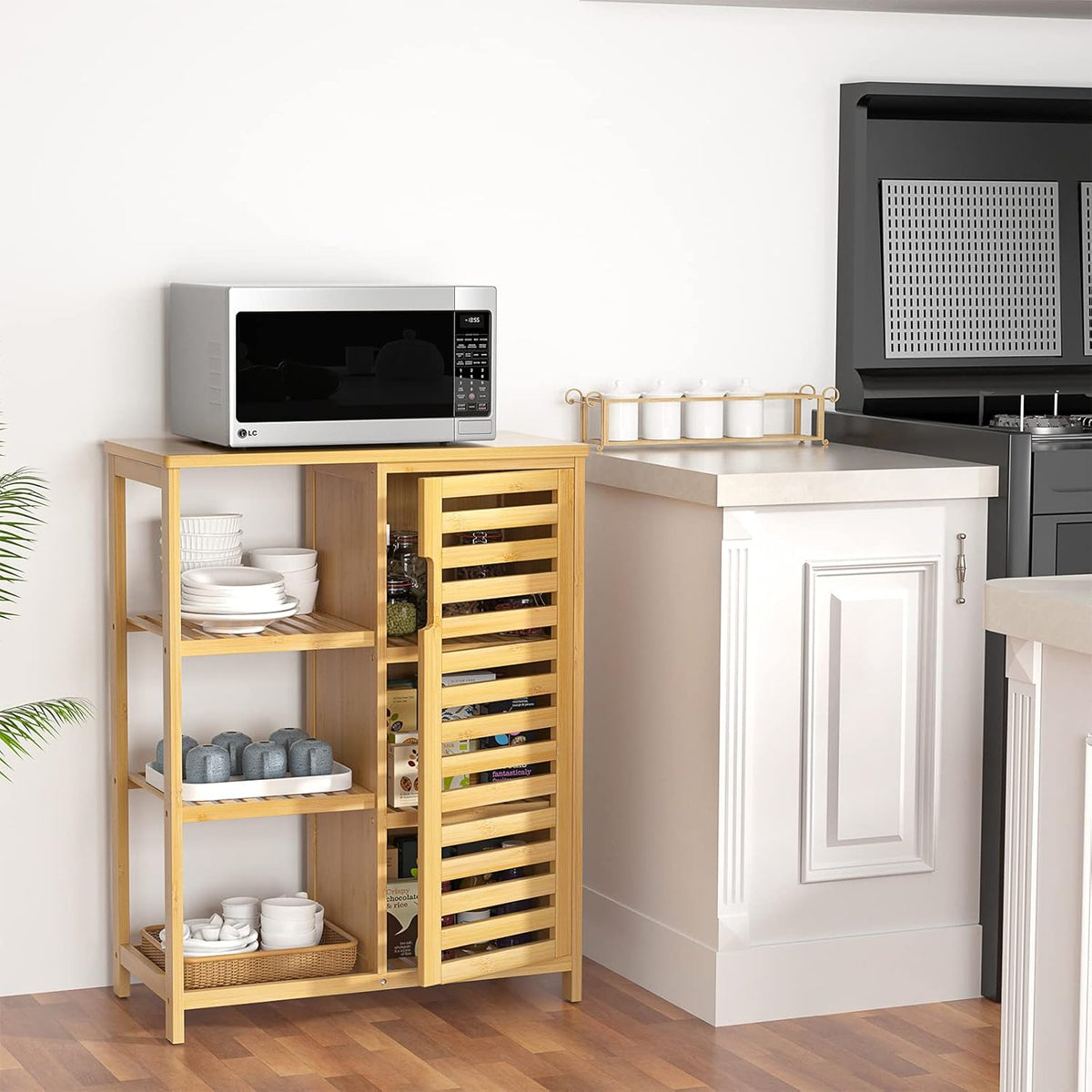 Bamboo Storage Cabinet with Shutter Door & Shelves V945