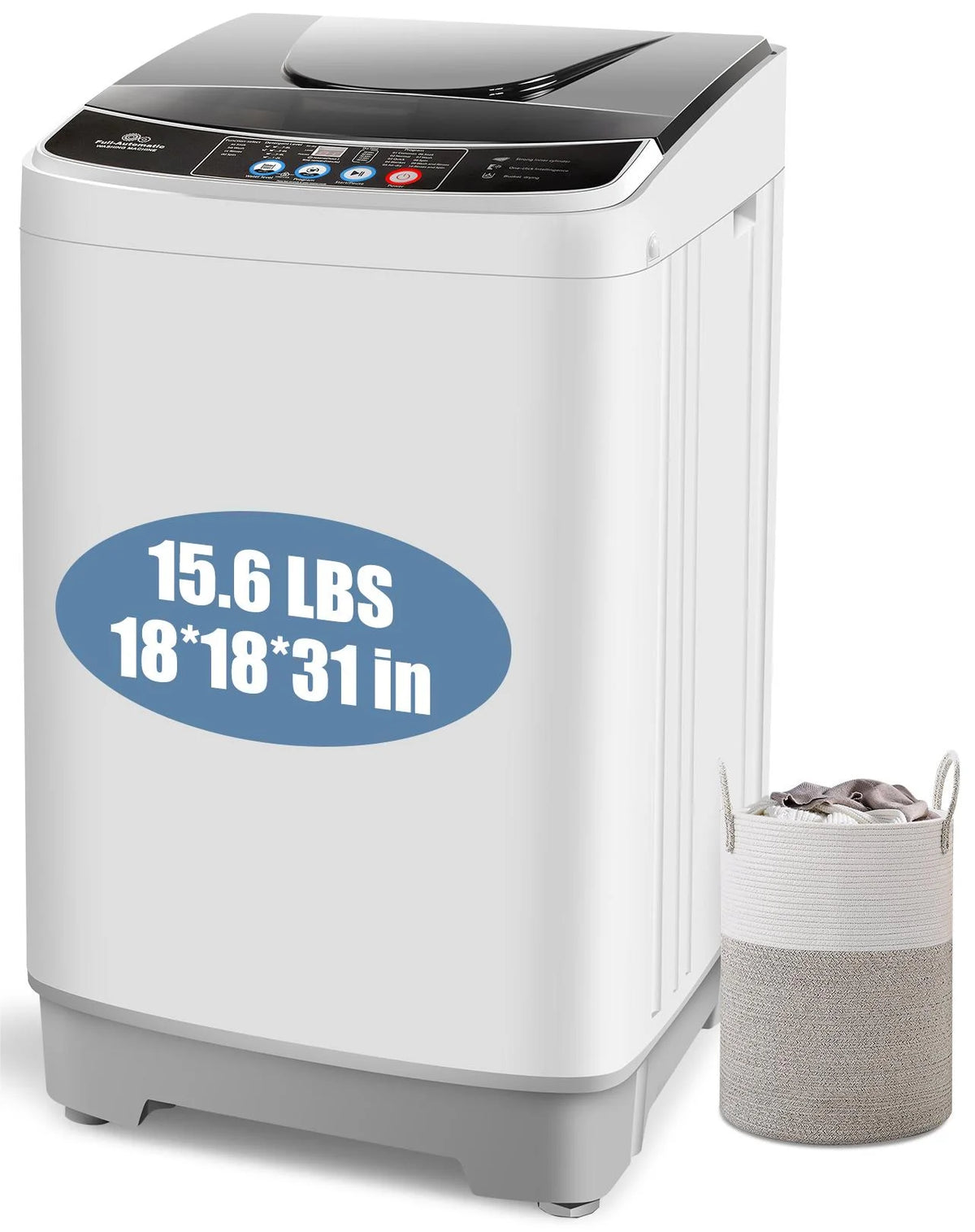 2.1 Cu.ft 15.6lbs Compact Fully Automatic Washing Machine with Drain Pump F61770