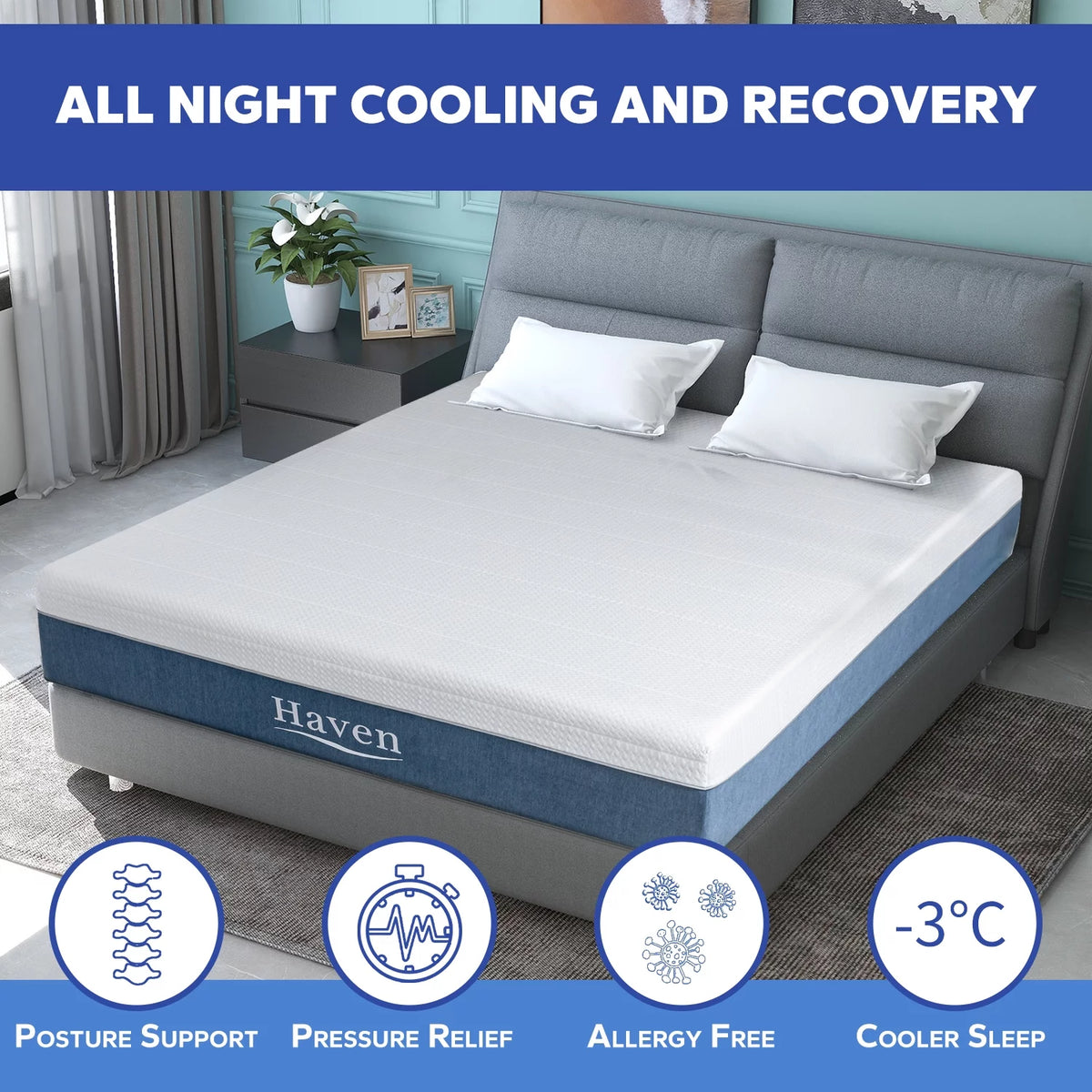 Queen Memory Foam Mattress with Cooling Gel 12 inches Y72517