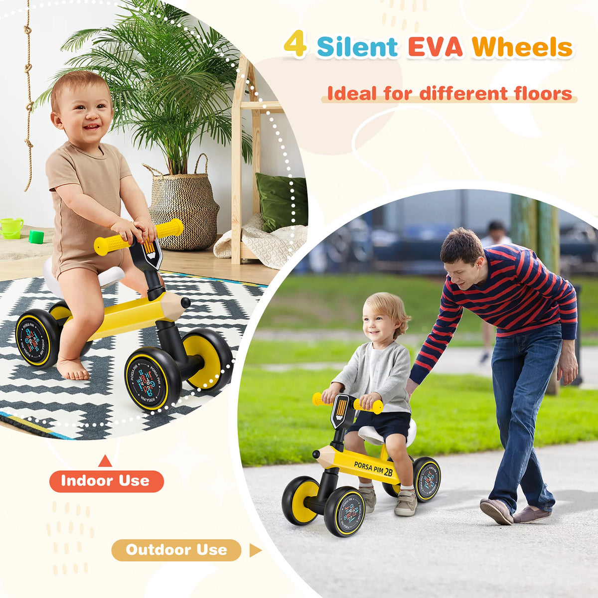 Baby Balance Bike No Pedal Yellow F793