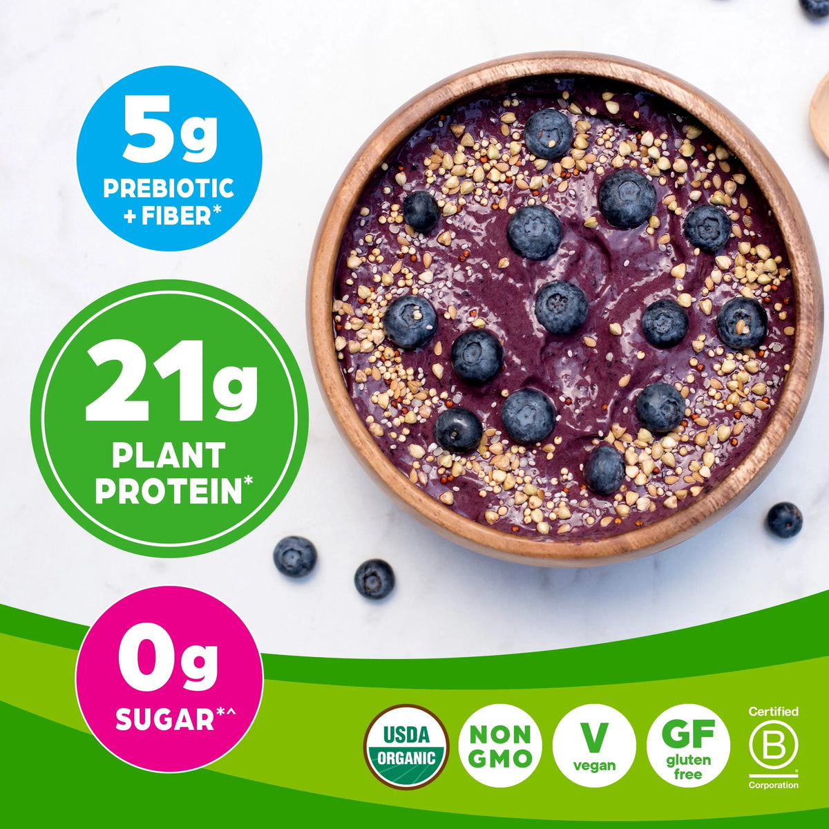 Organic Vegan 21g Protein Powder Vanilla Bean 2.03lb Q7164