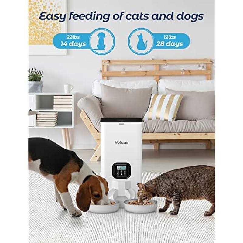 Automatic Cat Feeder with 2 Stainless Steel Bowls T475
