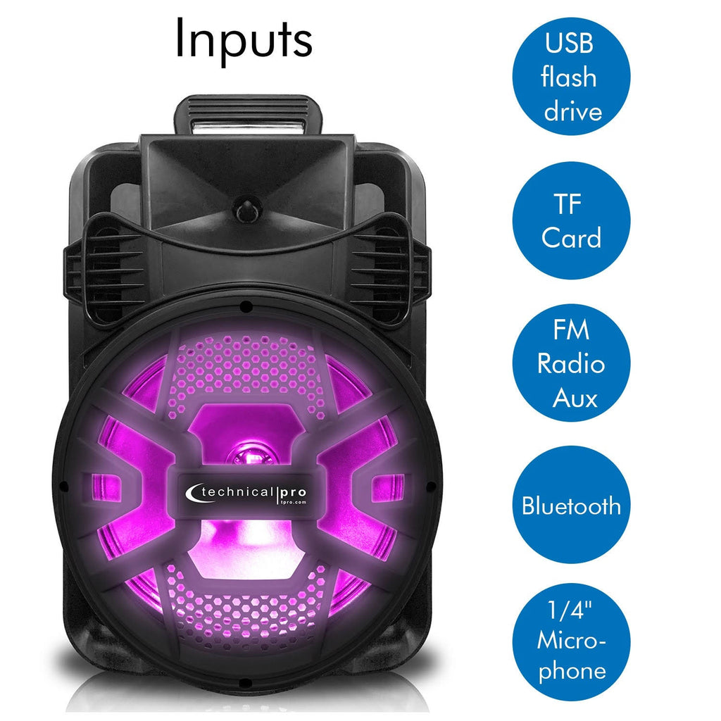 Rechargeable Bluetooth LED Speaker with USB/SD Card & FM Radio H884