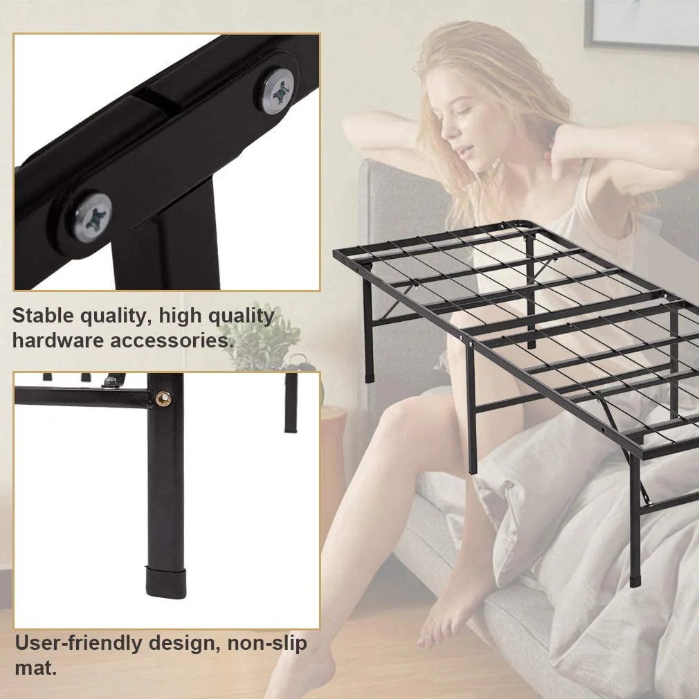 Black 14 Inch Metal Twin Size Bed Frame M529
