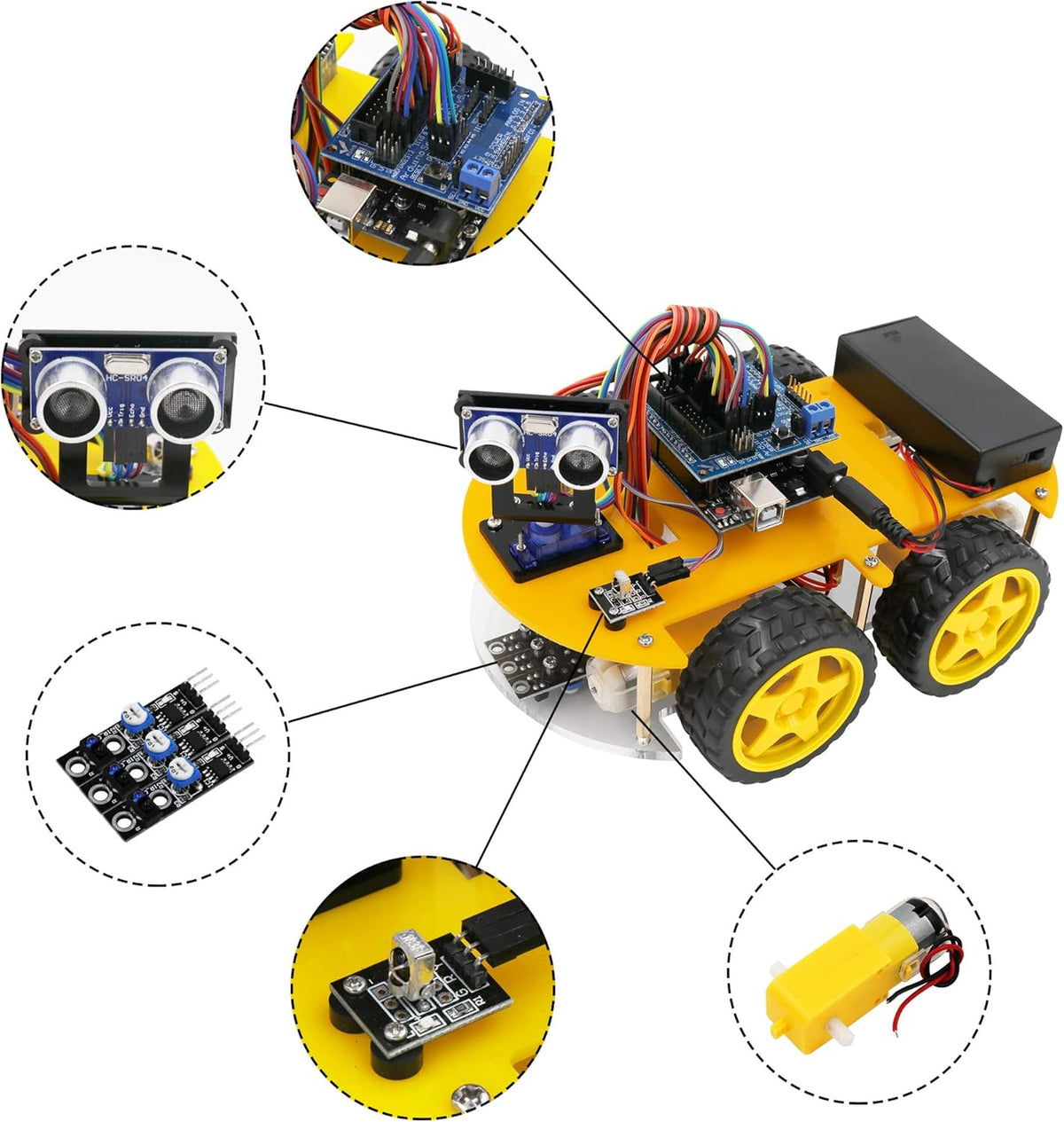 Smart Robot Car Kit with Ultrasonic Sensor and Bluetooth Module H852