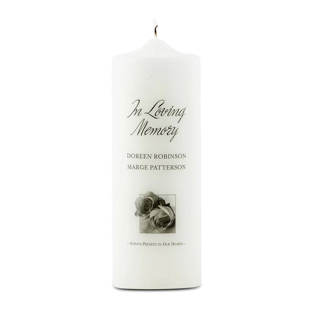 White Memorial Pillar Candle F14983