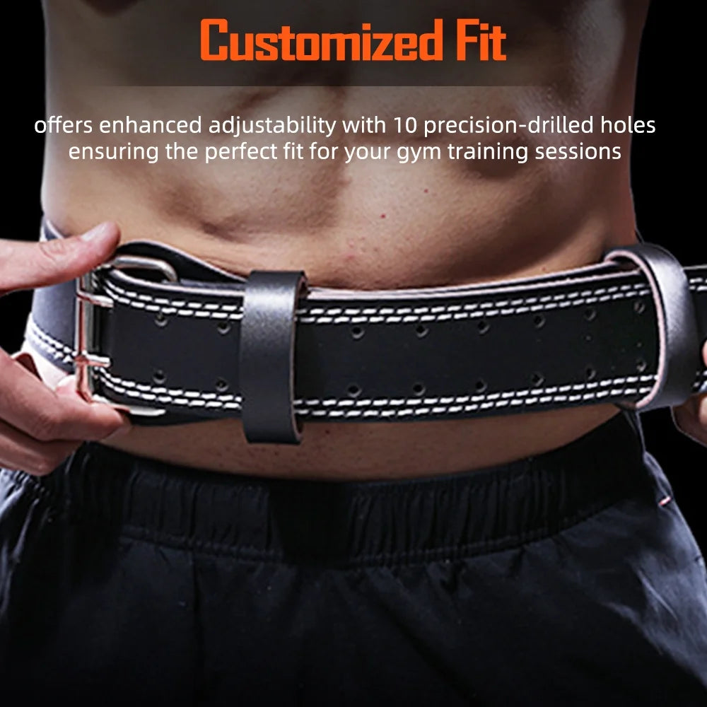 Adjustable 6” Padded Genuine Leather Weight Lifting Belt F6415