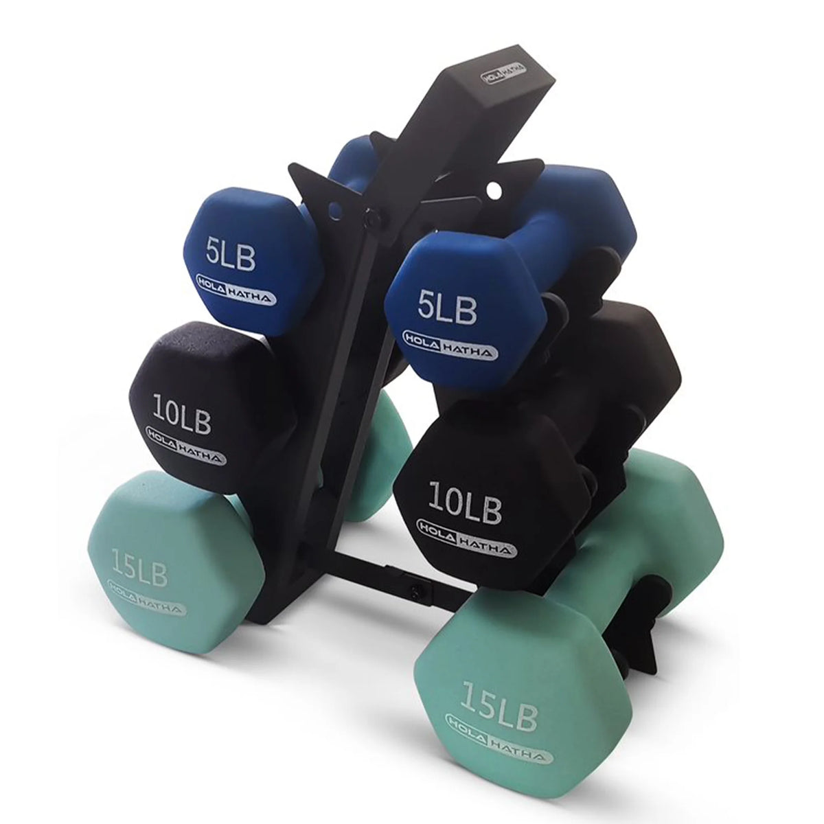 3, 5, and 8 Pound Dumbbell Hand Weight Set with Storage Rack J740499