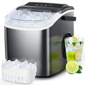 Black Stainless Steel Countertop Ice Maker with Scoop & Basket B526