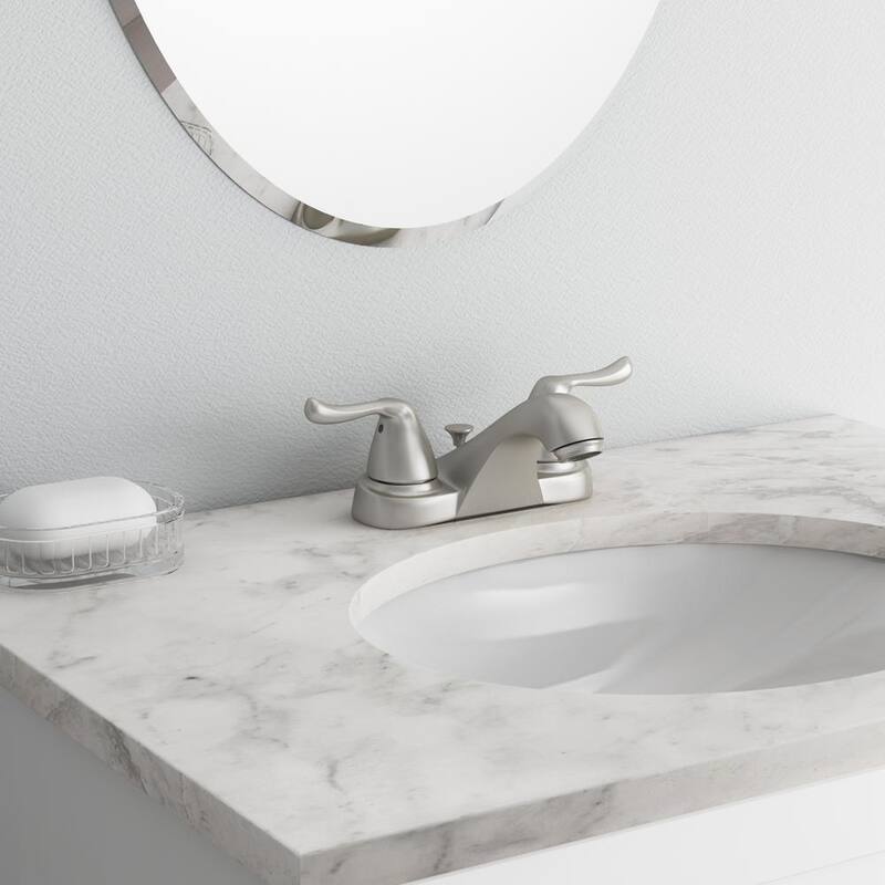 4 in. Centerset Double Handle Low-Arc Bathroom Faucet Brushed Nickel S989